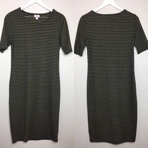 LULAROE Elegant Julia Dress Black Gold Small